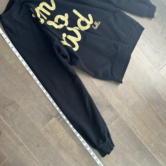 HELLO APPAREL I’m So Tired Women’s Black & Gold Glitter Crewneck Sweatshirt - Picture 7 of 9